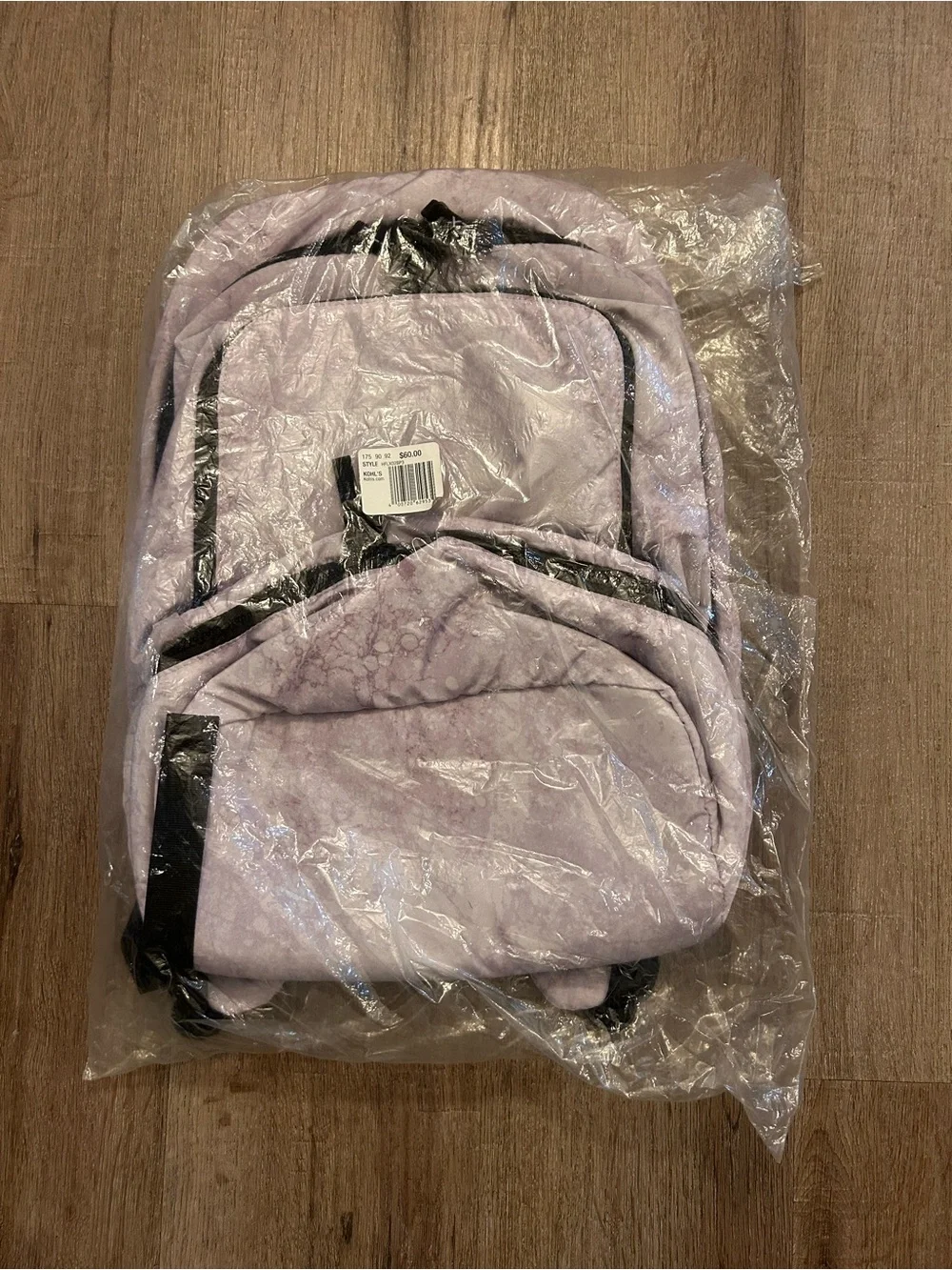 FLX Backpack Unisex One Size Lilac Purple Marble Top Zip Lightweight